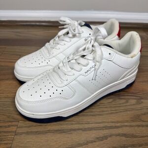 Nautica Stafford Sneakers Mens 8.5 White Navy Red Court Shoes Low Top Casual